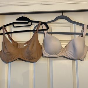 TWO (2) Ellen Tracy 36D bras (beige + cream)